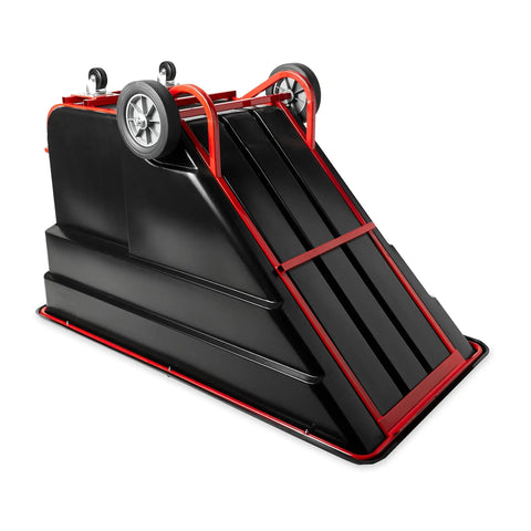 Heavy Duty HDPE Utility Cart With Steering Wheels And 1200 Pound Capacity Roll It Anywhere Without Breaking A Sweat Rock Solid Build in black.