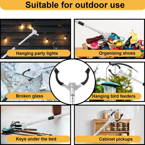 55 Inch Extra Long Reacher Tool For Trash Cleanup Beefy Heavy Duty Stainless Steel Reacher With Non Slip 6 Inch Wide Jaws Foldable Pick Up Stick Claw Reach Tool For Easy Lifting And Reaching