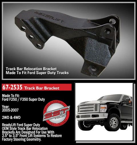 Track Bar Relocation Bracket For Ford F250 F350 F450 Trucks Panhard Style OEM Mount Keeps Axle Aligned And Ride Smooth While Lifting Up To Four Inches Heavy Duty Construction Easy Install Durable Wheel Alignment Ready black steel bracket