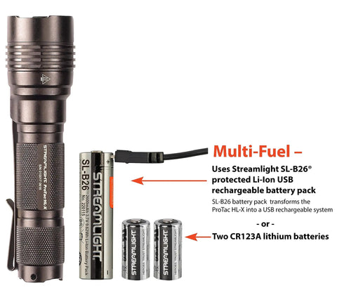 HL-X 1000 Lumen Tactical LED Flashlight With Ten-Tap Programmable Power Modes, black with battery options, everyday carry