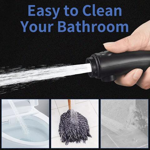High Pressure Handheld Shower Head With On Off Pause Button Detachable Design spraying water for bathroom cleaning