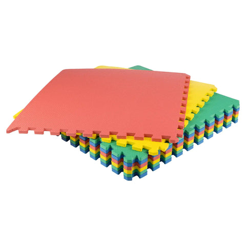 Interlocking EVA Foam Floor Tiles 8 Pack, 32 Sq Ft Kid Friendly Playroom And Home Gym Padding, Multicolor Exercise Mat Tiles
