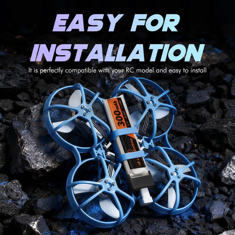 Drone with 1S LiPo Battery Pack With Micro JST 1.25 Connector For Tiny Whoop Drones, 3.7V 300mAh 30C High-Discharge Cells