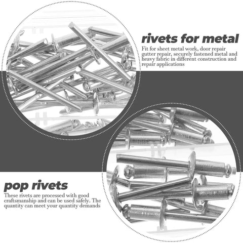 140 Piece Aluminum Pop Rivets Set Long Grip Blind Rivets With Flange For Sheet Metal Mounting And DIY Repairs