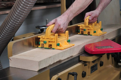 Person using Double Pack Pro Model GR-420 With Two Advanced GRR-Ripper Safety Tools And Handle Bridge Kits on wood slab