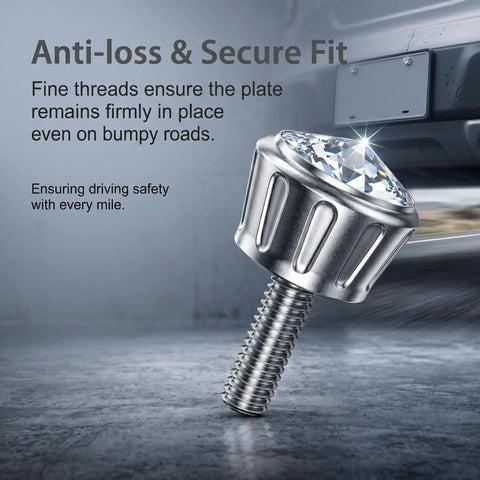 Spiff Up Your Whip With Dazzling Rhinestone License Plate Screws and Dope Bling Bolt Covers, Rustproof anti-loss secure bolt screw with diamond design.