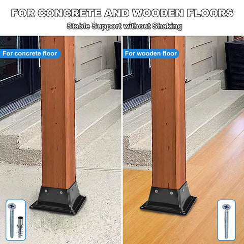 Heavy Duty 4x4 Post Base Brackets Set Of 3 For Dry Wood Posts Up To 3.58 Inches Inner Size 3.6x3.6 Powder Coated Solid Steel Deck Anchors Wood Post Holder For Porch Railings Fences Pergolas
