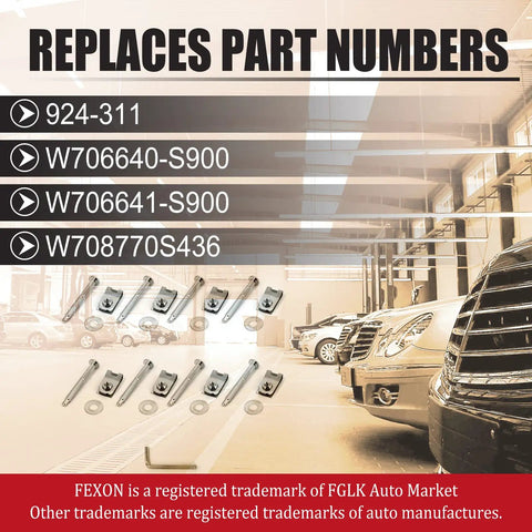 Beefy Truck Bed Mounting Hardware Kit with part numbers, includes Eight Bolts Washers and Captured Nuts for Ford Super Duty 1999-2016