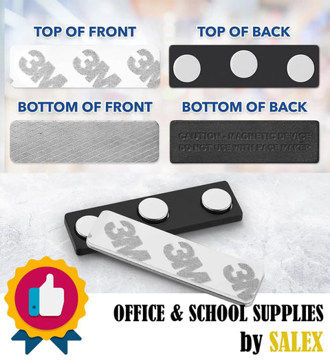 Rock Solid Magnetic Badge Holders Three Pack For Shirts Uniforms And Name Tags Featuring Neodymium Magnets, showing different angles and details.