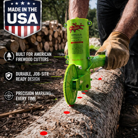 Dead On Firewood Measuring Tool And Log Line Marking Accessory With 16 Inch Rolling Wheel, marking logs, durable design.