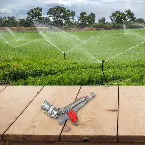2 Inch Aluminum Agricultural Irrigation Sprinkler Head With 360 Degree Rotating Water Sprayer in field