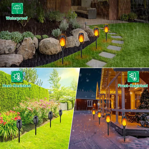 Outdoor Solar Torch Lights With Flickering Flame Effect for Patio Garden Pathway Decor Waterproof Yard Lighting for Safe Ambience