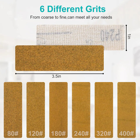 Tiny But Mighty Detail Sander Kit For Tight Spaces And Small Projects, showing 60 piece 6 grit sandpaper set for versatile use