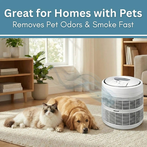 Activated Carbon Prefilter Replacement For Air Purifiers 10 X 46 And A Half Inches Odor And VOC Filter next to pets in living room