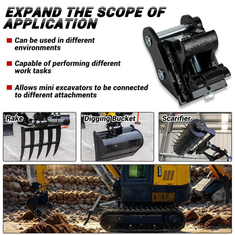 Heavy Duty Quick Hitch Coupler For Mini Excavators Mechanical Quick Change Attachment Fits 0.8 To 3 Ton Diggers with attachments
