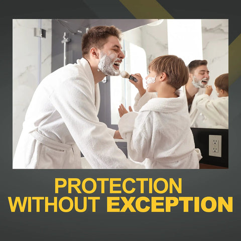Father and son shaving in bathroom with Slim GFCI Outlets 10 Pack 15A 125V ETL Listed Non Tamper Resistant Duplex Receptacles