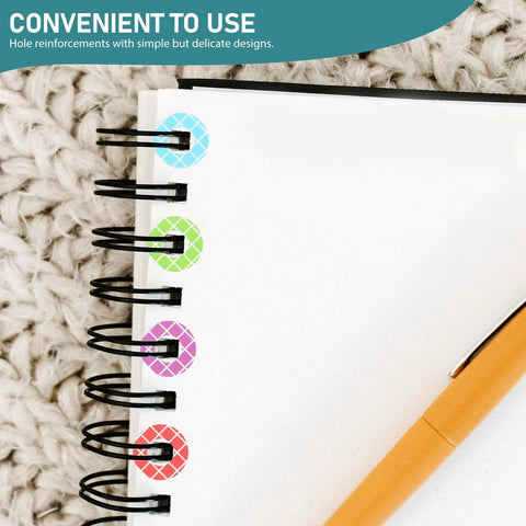 Heavy Duty Hole Punch Reinforcement Stickers Six Sheets For Loose Leaf Paper Fixes That Patch Broken Ring Bindings And Keep Your Class Notes Intact With No Sweat This Semester arranged on a notebook.