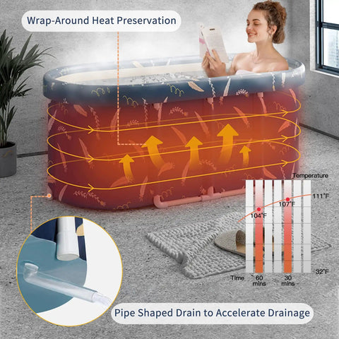 Portable Foldable Freestanding Bathtub For Adults And Kids Indoor Outdoor Spa Bath with heat preservation feature
