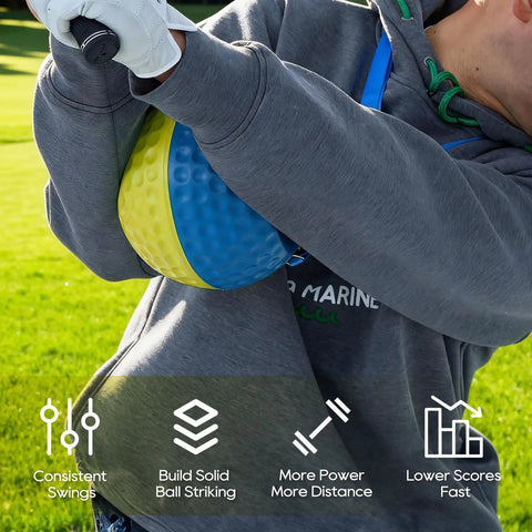 Forearm Connection Golf Swing Trainer For Consistent, Precise Swings That Fix Slice, Scooping, And Chicken Wing held during use