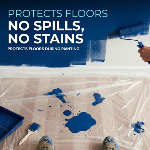 12 X 9 Ft Drop Cloths 6 Pack Plastic Painter Tarps For Painting Waterproof Floor And Furniture Protection during paint spill