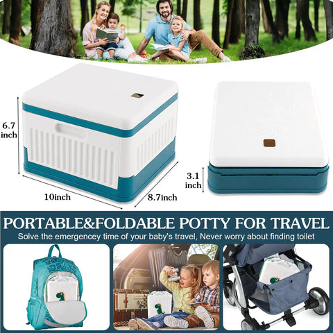 Foldable Portable Toddler Potty For Travel And Potty Training, 10x8.7x6.7 inch, durable PP plastic, perfect for road trips.