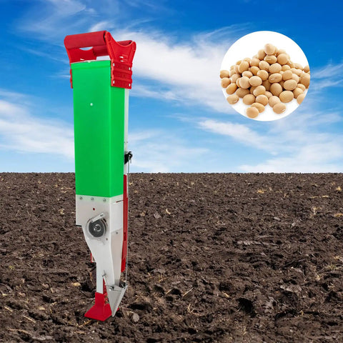 Ergonomic Stainless Steel Standing Seed Sower With 1 To 3 Seed Dial Depth Adjustment A Handy Planting Tool In Field