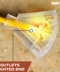 Close-up of lighted plug on Heavy Duty Retractable Extension Cord Reel 40 Feet With 3 Outlets 12 Gauge SJTW