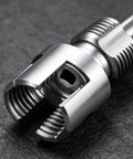 Close-up of Heavy Duty 4 In 1 PVC Pipe Threader with stainless steel dual threading heads for 1/2 to 1 inch tubing.