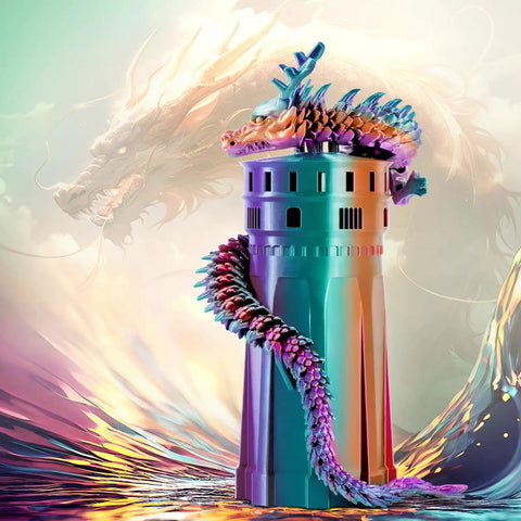 Tri Color Silk PLA Filament For 3d Printers, 1.75Mm Diameter Plus Or Minus Point Zero Three Tolerance, 1Kg Cardboard Spool, Purple And Blue Hues decorative dragon tower model.