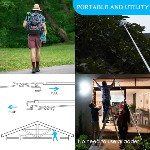 Telescoping Pickup Tool With Magnetic Hook and S Shaped Grabber Pole, Extends From 13.75 Inches To 10 Feet, Lightweight Stainless Steel Reacher For Reaching Above Ceilings And Hard To Reach Places, Grabbing And Guiding Items