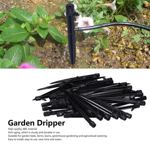 50 Pack One Quarter Inch Ground Insert Irrigation Drippers With 360 Degree Adjustable Drip Sprinklers in garden
