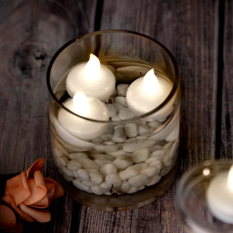 12 Pack Waterproof Floating Tea Light Candles Battery Operated Flameless Submersible Led Lights For Centerpieces Wedding Party Decor