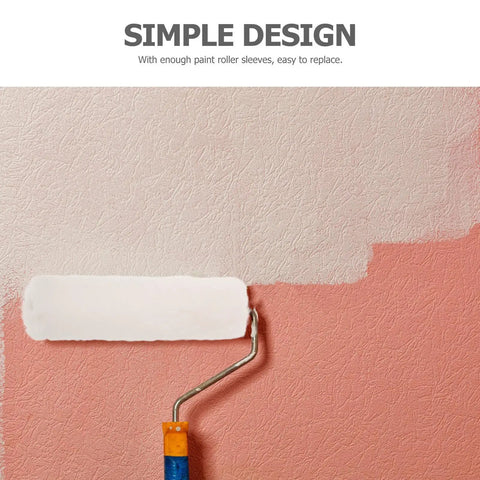 10 Pack Mini Paint Roller Covers Crafted From Dense Cotton Fibers And Reusable Plastic Handles For A Smooth As Butter Glide on a wall.