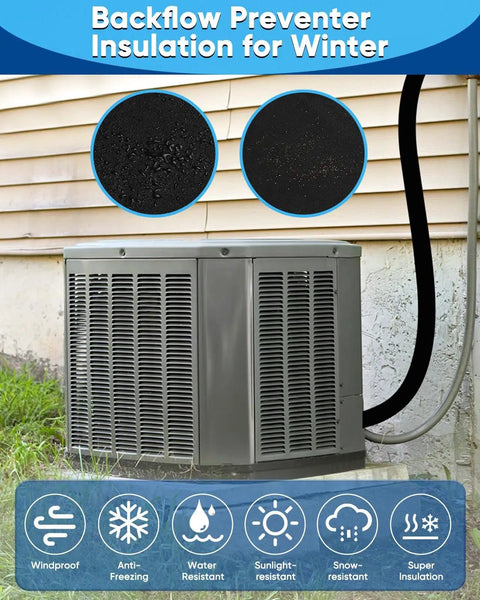 Triple Layer Copper Pipe Insulation For HVAC Systems Outdoor 72 Inch Line Insulation next to an outdoor AC unit.