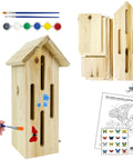 Butterfly House DIY Art And Craft Kit For Kids And Adults, Wooden Building Toy With Painting Projects, STEM Gift For Hands On Learning, Create A Colorful Butterfly Habitat And Decorate Together For The Whole Fam. unfinished wooden butterfly house kit with paints, brushes, nails, and instructions