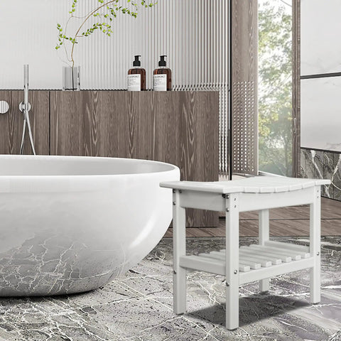 HDPE Shower Bench With Space Saving Storage Shelf For Bathroom Use Waterproof Indoor Spa Stool Comfortable Shower Chair For All Ages Unisex White Large 19.3 X 11.8 X 17.3 in modern bathroom