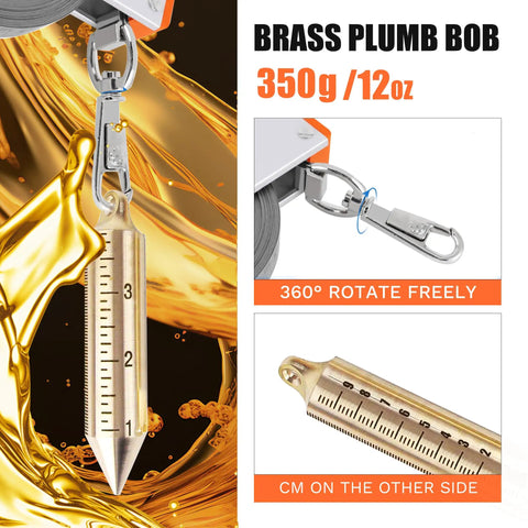 Brass plumb bob of Explosion-Proof Oil Tank Gauging Tape With Stainless Steel Sounding Tape, showcasing 360° rotation feature