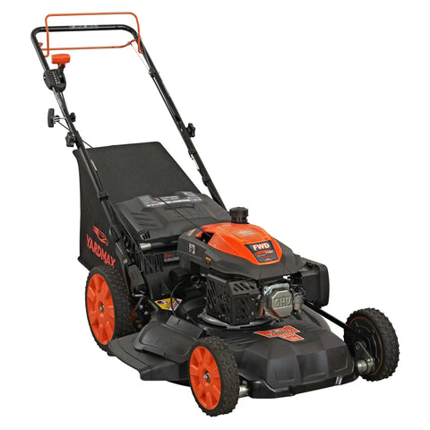 Gas Walk Behind Lawn Mower With CVT 6 Speed Pace Control For Easy Push And High Wheel Front Wheel Drive, 22 Inch Deck, 201cc Engine, Black