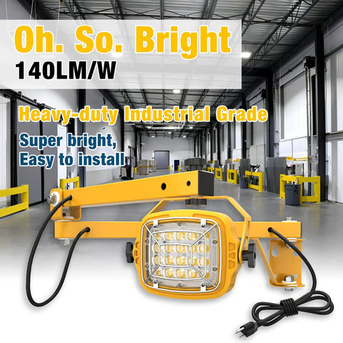 Ultra Bright 30W LED Dock Light With 40 Inch Folding Arm 4200 Lumen Output mounted in industrial warehouse setting