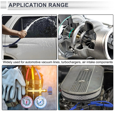 Silicone Vacuum Hose For Cars High Temperature Clear Tubing 3.3 Ft Long 3/8 Inch Inner Diameter 10mm 2.5mm Wall Thickness Auto Vacuum Line 130 Psi Max Pressure Beefy And Flexible used in automotive applications like washing, turbocharging, and air intake.