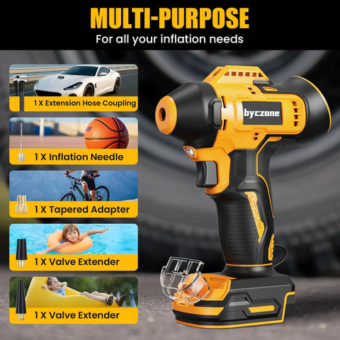 Cordless Tire Inflator With 160 PSI LCD Gauge, Easy On The Go Portable Air Pump With adapters and extensions