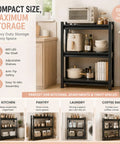 Tough As Nails 4 Tier Metal Kitchen Shelf With Adjustable Microwave Rack, featuring kitchen items and storage in a compact space
