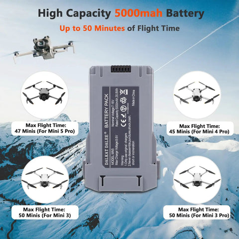 Upgraded 5000mAh Intelligent Flight Battery For DJI Mini 5 Pro Mini 4 Pro Mini 3 Pro Mini 3 Up To 50 Minutes Flight Time Replacement Part Easy Install