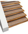 Skid-Resistant Carpet Stair Treads Set Of 15 In Black Ripple 8 By 27 Inches Non-Slip Rubber Backing on wooden stairs