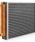 Water To Air Heat Exchanger 16x16 With 1 Inch Copper Ports For Outdoor Wood Furnaces, Residential Heating And Cooling, And Forced Air Heating