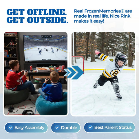 Backyard Ice Rink Kit For DIY Setup 20x40 Rink In A Box With Premium Liner All In One Package For Home Hockey And Ice Skating Easy Assembly And Family Friendly Winter Fun