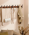 Solid Wood Wall Mounted Coat Rack With Five Heavy Duty Metal Hooks Holds Up To 25 Lbs Each for various items in entryway