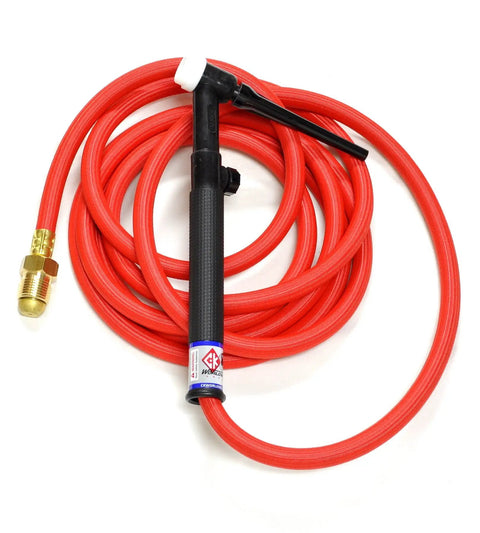 TL26 Air Cooled Trim Line TIG Torch Kit With Flex Head And Valve Pro Grade 200 Amp Capacity 12.5 Ft Lead 1 Piece Super Flex Design