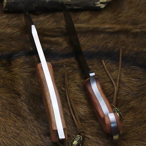 Survivor III Fixed Blade Knife With Full Tang 14.2 Inch DC53 Steel Blade leather cord detail on fur background