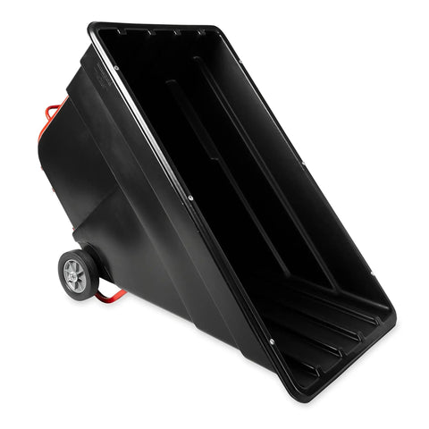 Heavy Duty HDPE Utility Cart With Steering Wheels And 1200 Pound Capacity Roll It Anywhere Without Breaking A Sweat Rock Solid Build, black cart, angled view, sturdy design.